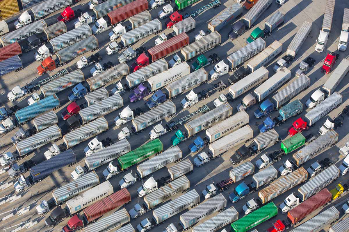 Truck Lines at Long Beach Port